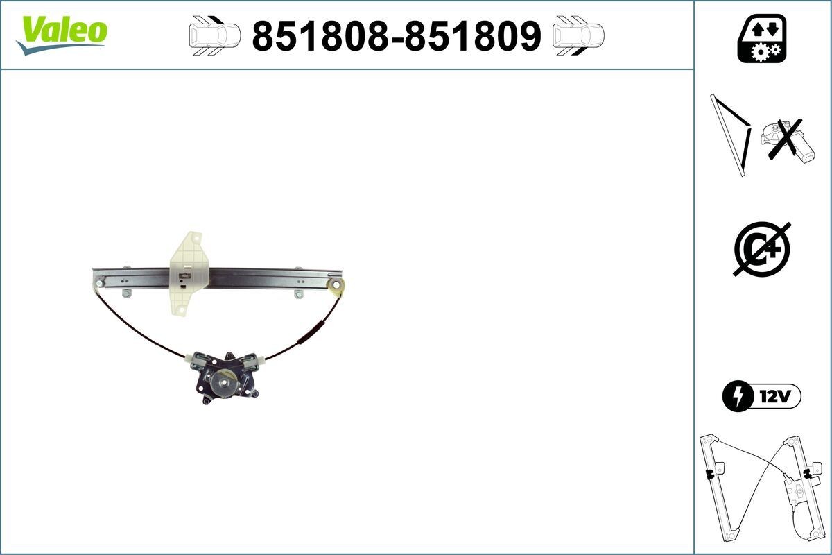 Γρύλος παραθύρου VALEO 851808 VALEO 851808 Μηχανισμός παραθύρου HYUNDAI ACCENT 2023