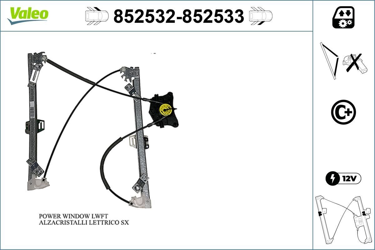 Lève-vitre VALEO 852532 VALEO 852532 Monte glace SEAT TOLEDO 2019