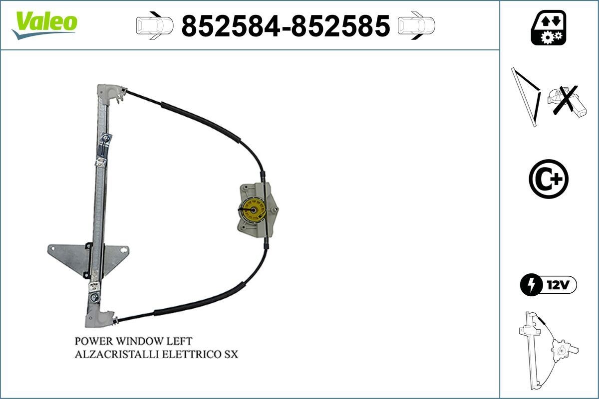 VALEO Lasinnostin 852584 852584 VALEO Ikkunahissi CITROЁN DS3