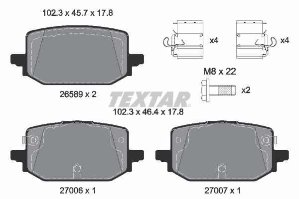 TEXTAR Plaquettes de frein 2658901 2658901 Plaquettes de frein NISSAN MICRA TEXTAR