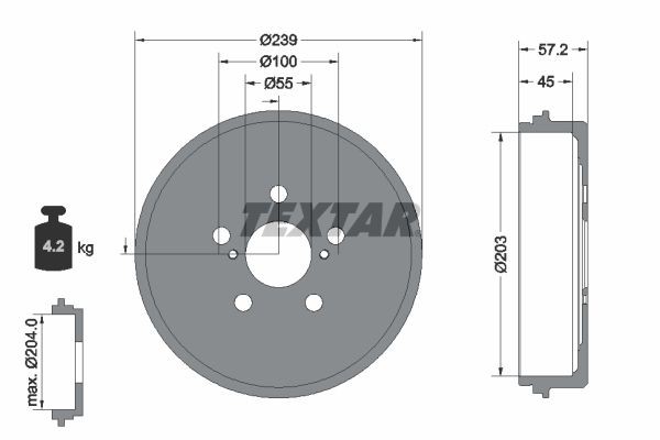 TEXTAR Ταμπούρο 94049100 94049100 Ταμπούρο TOYOTA CELICA TEXTAR