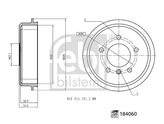 FEBI BILSTEIN Tambor de travão 184060 FEBI BILSTEIN 184060 Tambor de roda CLK C209 baratos