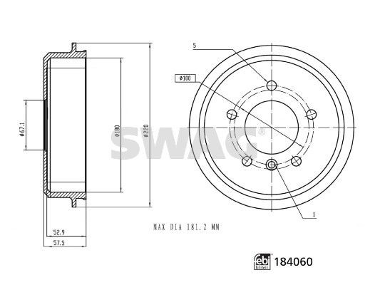 SWAG Tambor de travão 33 10 9266 SWAG 33109266 Tambor de roda CLK C209 preço