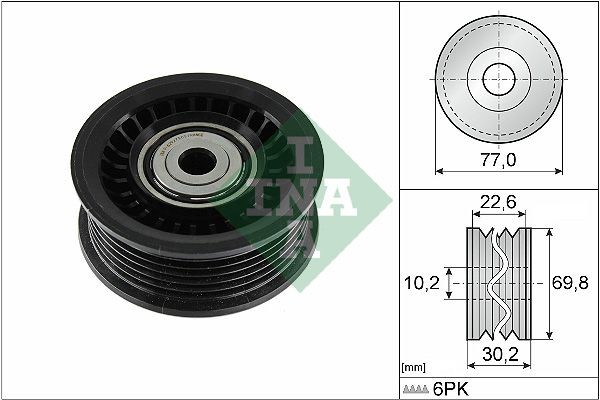 INA Deflection / Guide Pulley, v-ribbed belt 532 1075 10 NISSAN KICKS INA guide pulley 532107510