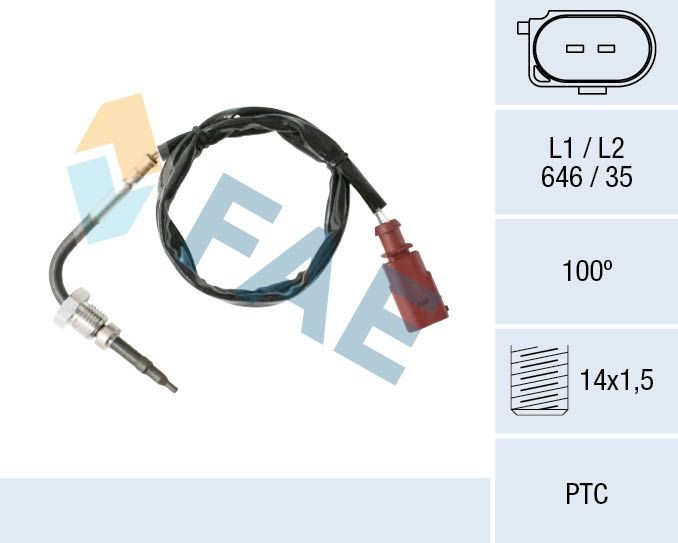 FAE Sensor, uitlaatgastemperatuur 68002 68002 Uitlaatgas temperatuur sensor Volkswagen POLO FAE