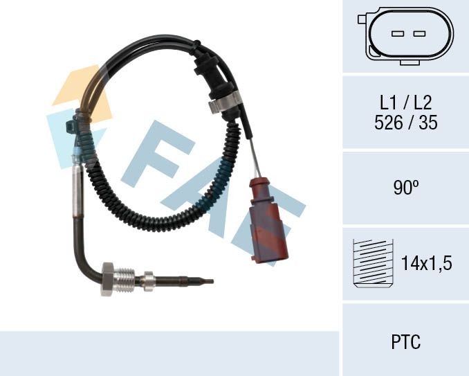 FAE Sensor, uitlaatgastemperatuur 68021 68021 Sensor uitlaatgastemperatuur Volkswagen POLO FAE