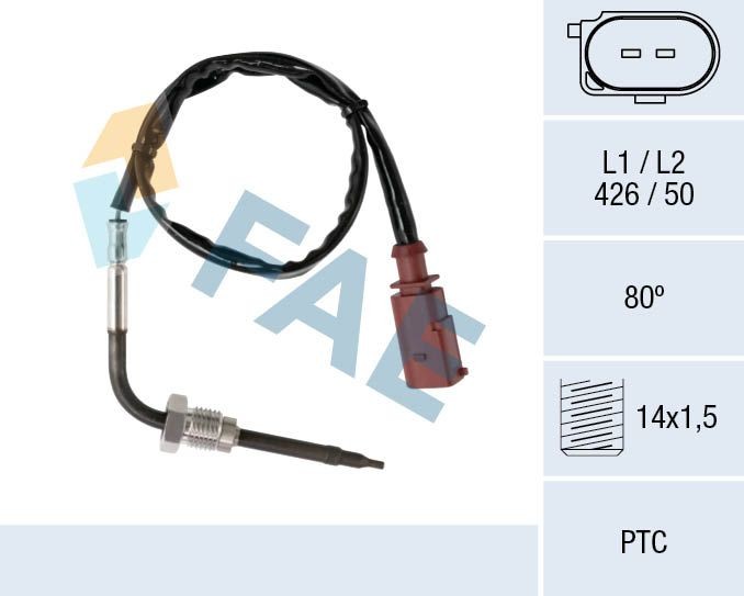 FAE Sensor, exhaust gas temperature 68036 FAE 68036 SKODA ROOMSTER egt sensor replacement