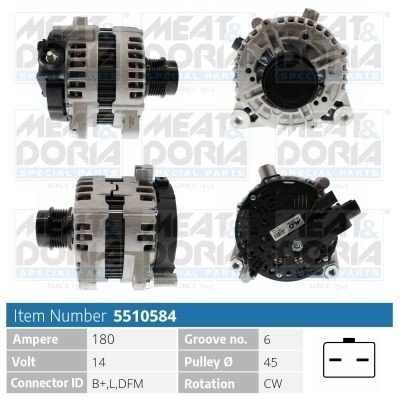 MEAT & DORIA Alternatore 5510584 5510584 costo Alternatore PEUGEOT 309 MEAT & DORIA