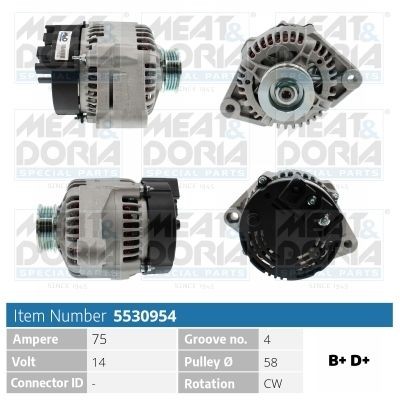 Alternatore MEAT & DORIA 5530954 MEAT & DORIA 5530954 Dinamo Smart ROADSTER 2004