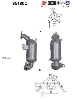 Catalyseur AS 95180D AS 95180D: Pot catalytique Toyota AURIS 2015