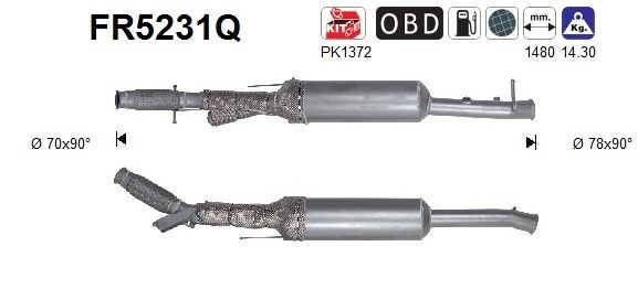 AS Filtro de partículas FR5231Q AS FR5231Q Filtro de partículas Peugeot 308 II baratos