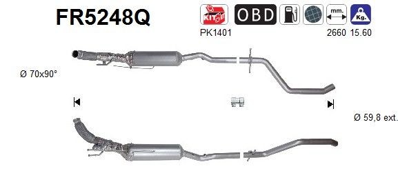 Filtre à particules AS FR5248Q AS FR5248Q: Filtre à particules à suie échappement Citroen C5 2024