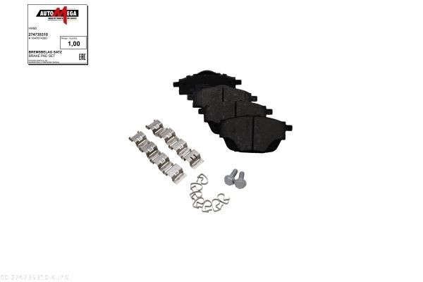 AUTOMEGA Brake pad set 274735310 Opel KARL AUTOMEGA brake pads 274735310