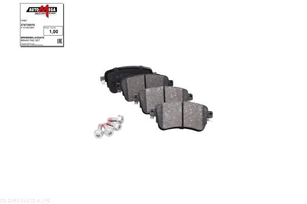 AUTOMEGA Brake pad set 274735510 Opel KARL AUTOMEGA brake pads 274735510