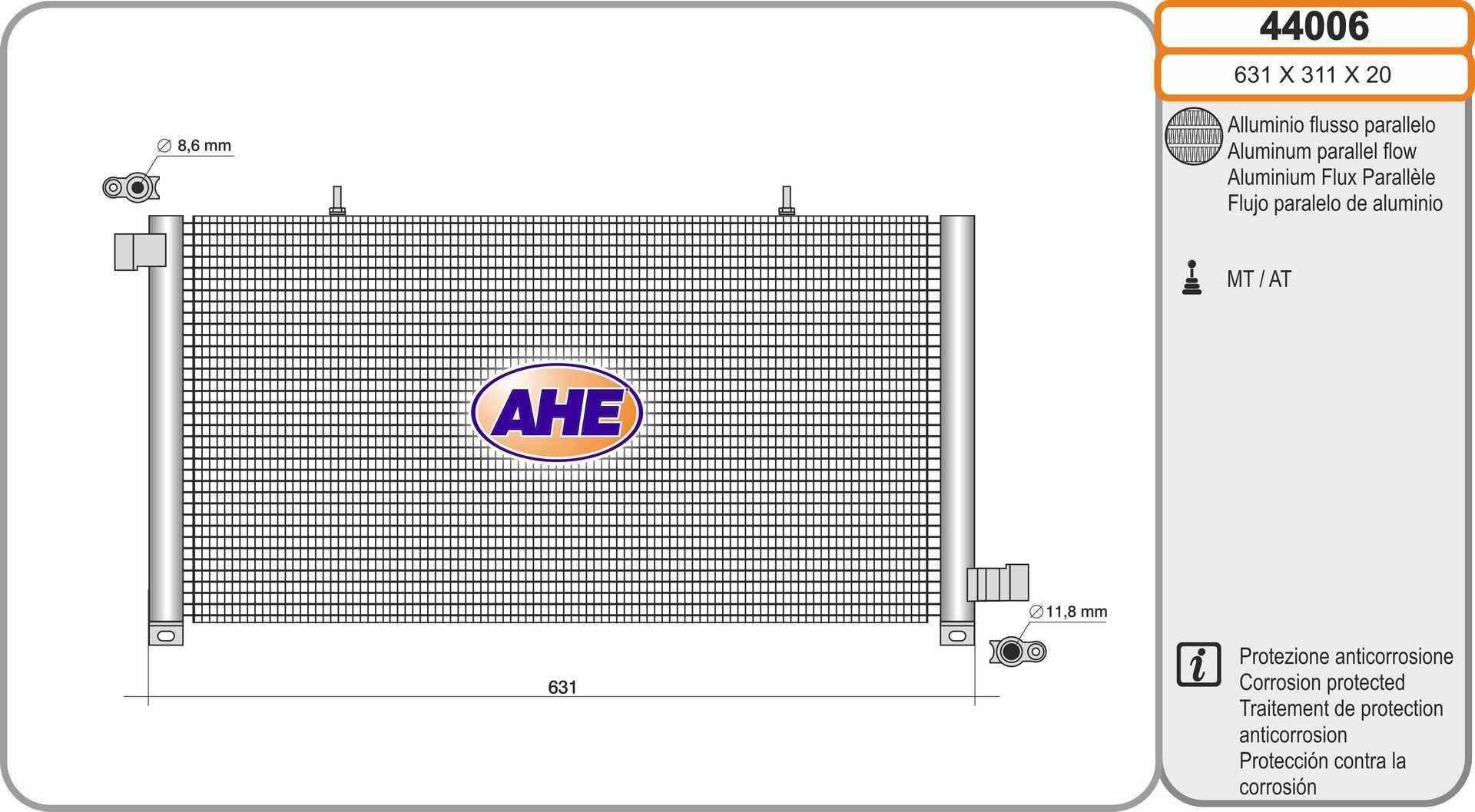 AHE Kondensator, klimaanlæg 44006 Aircondition kondensator AHE MERCEDES-BENZ 44006