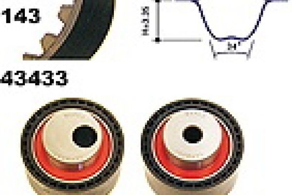 MAPCO Timing belt kit 23433 PEUGEOT MAPCO timing belt 23433