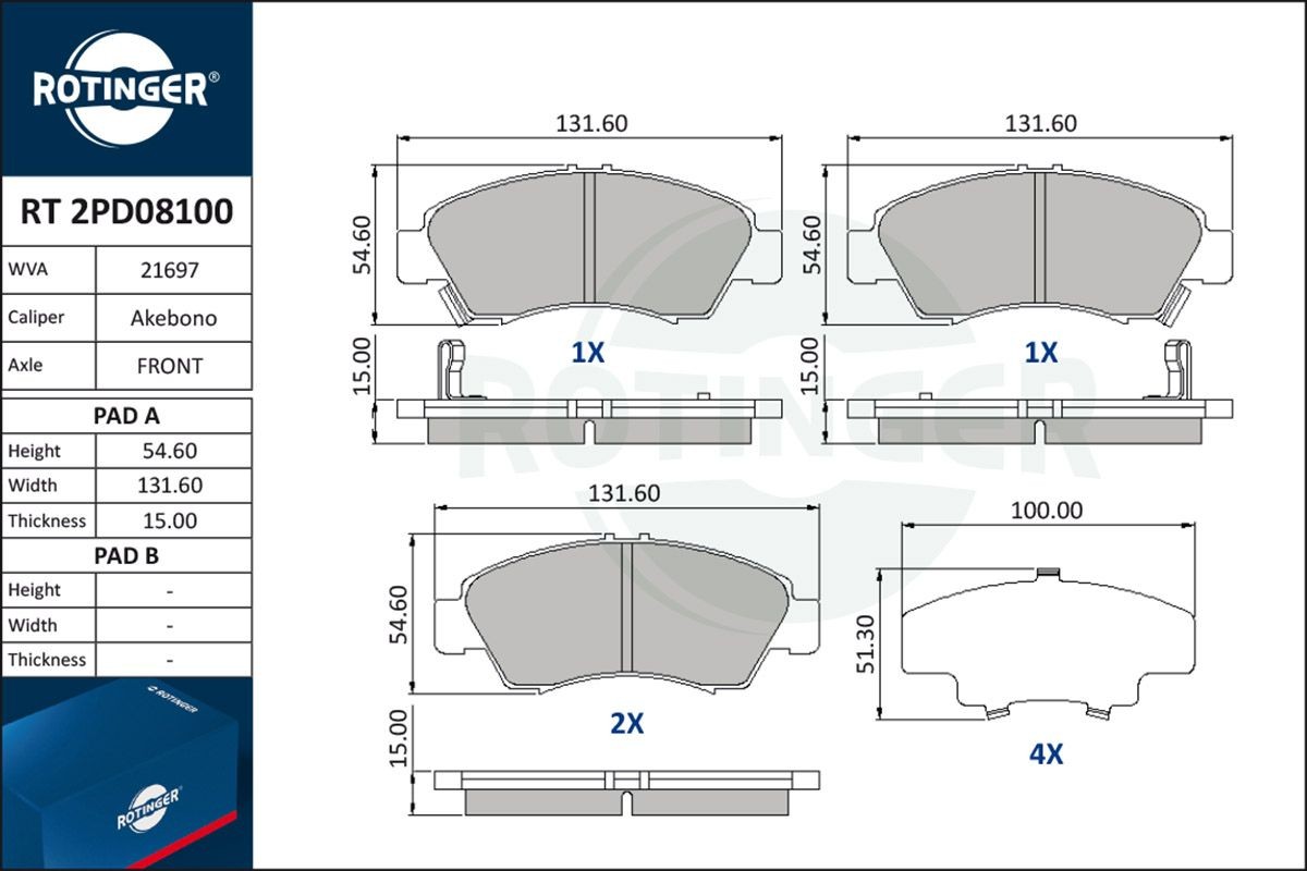 ROTINGER Jarrupalat, levyjarru RT 2PD08100 RT 2PD08100 ROTINGER Jarrupalat Honda HR-V hinta