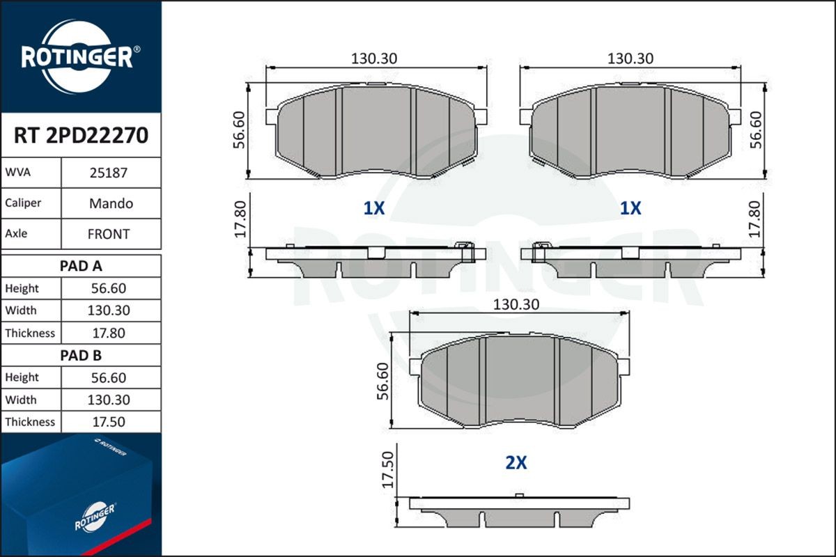 ROTINGER Plaquettes de frein RT 2PD22270 RT 2PD22270 Plaquettes de frein ROTINGER KIA NIRO
