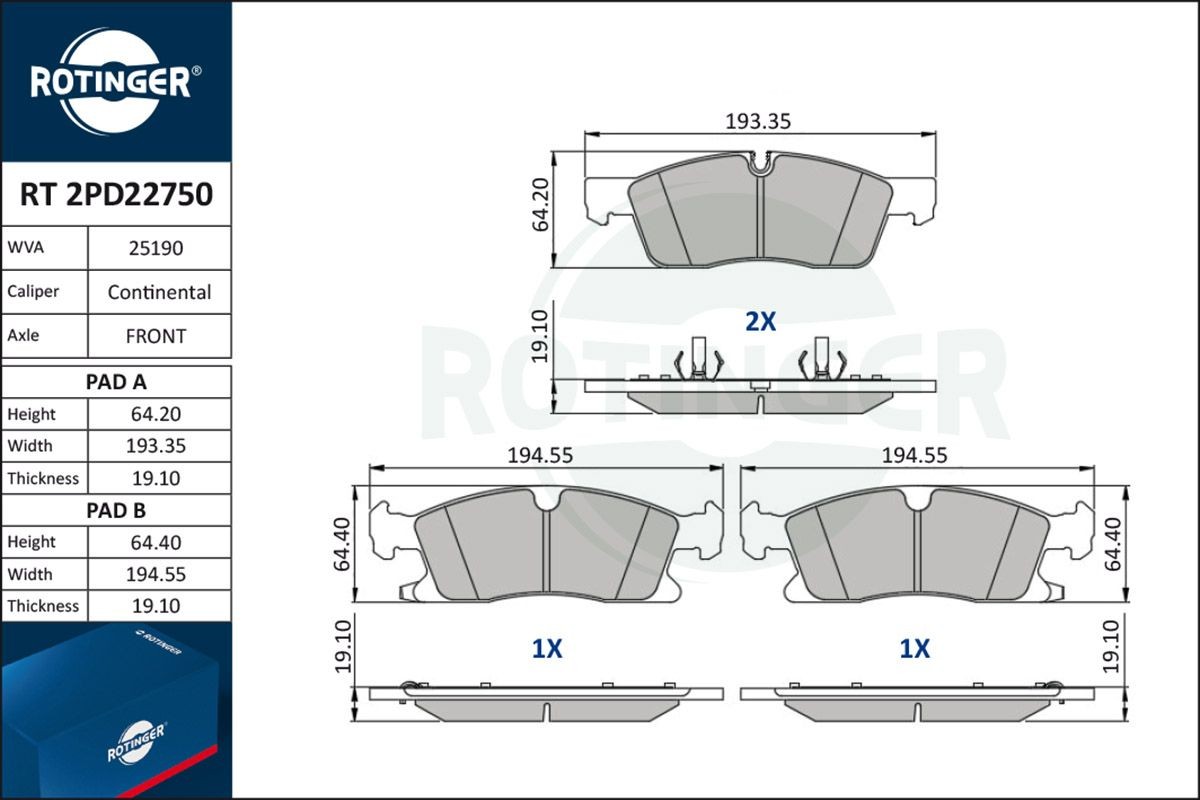ROTINGER Kit pastiglie freni RT 2PD22750 Costo Pastiglie freno sportive ROTINGER DODGE RT 2PD22750