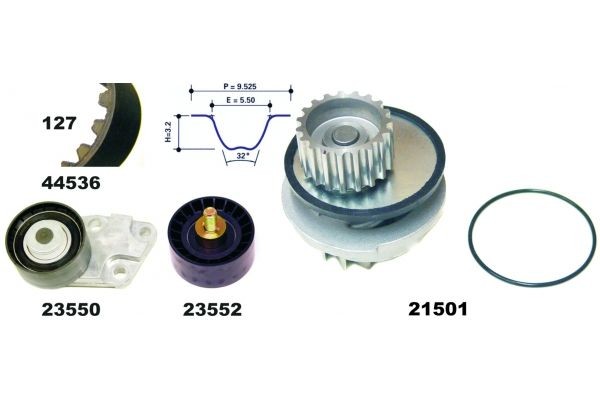 MAPCO Kamremssats med vattenpump 41536 41536 MAPCO kuggrem + vattenpump Vauxhall VIVARO