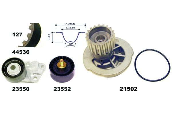MAPCO Kamremssats med vattenpump 41536/1 RENAULT vattenpump + kuggremssats MAPCO 41536/1