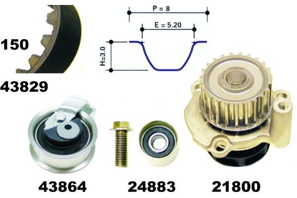 MAPCO Kamremssats med vattenpump 41901 41901 MAPCO vattenpump + kamremssats Volkswagen GOLF
