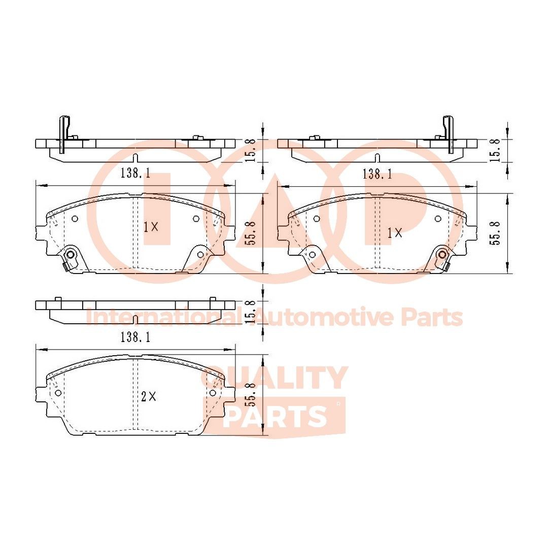 IAP QUALITY PARTS Bromsbelägg 704-11122 MAZDA bromsklossar IAP QUALITY PARTS 704-11122