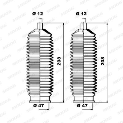 MOOG Σετ φούσκες, τιμόνι K150168 MOOG K150168 Συστημα διευθυνσης 460 L (464) τιμες