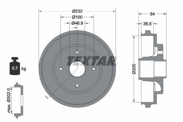 TEXTAR Remtrommel 94049400 Suzuki VITARA Trommelrem TEXTAR 94049400