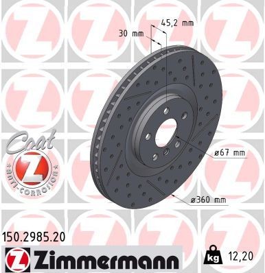 ZIMMERMANN Bromsskiva 150.2985.20 BMW 2 Gran Coupe (F44) Bromsskivor ZIMMERMANN 150.2985.20