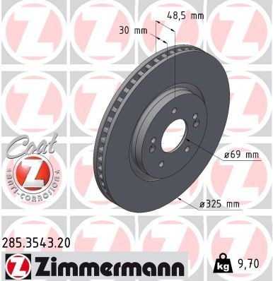 ZIMMERMANN Disco freno 285.3543.20 ZIMMERMANN 285.3543.20 Disco freno KIA EV6 (CV) 77 AWD 325 CV 2021