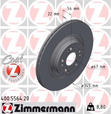 Bremseskive ZIMMERMANN 400.5564.20 ZIMMERMANN 400.5564.20 Bremseskive MERCEDES-BENZ GLE 2022