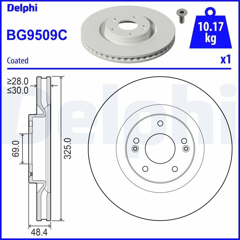 Bremseskive DELPHI BG9509C DELPHI BG9509C: Bremseskive Kia SORENTO 2023