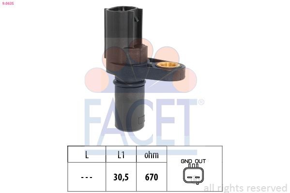 FACET Sensor, turtall 9.0635 Impulsgiver veivaksel Toyota NKE16_, NZE16_ 9.0635 FACET