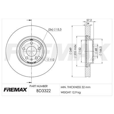 FREMAX Bremseskive BD-3322 BD-3322 Bremseskiver AUDI A1 FREMAX