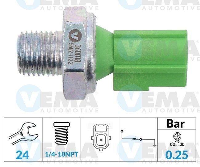 VEMA Oliedruksensor 360018 Mitsubishi OUTLANDER Sensor oliedruk VEMA 360018
