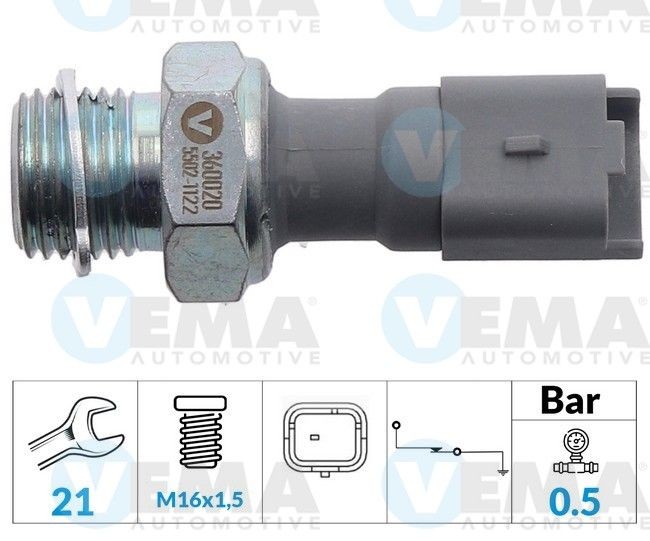 VEMA Oljetrykkbryter 360020 360020 Oljetrykk sensor PEUGEOT 407 VEMA