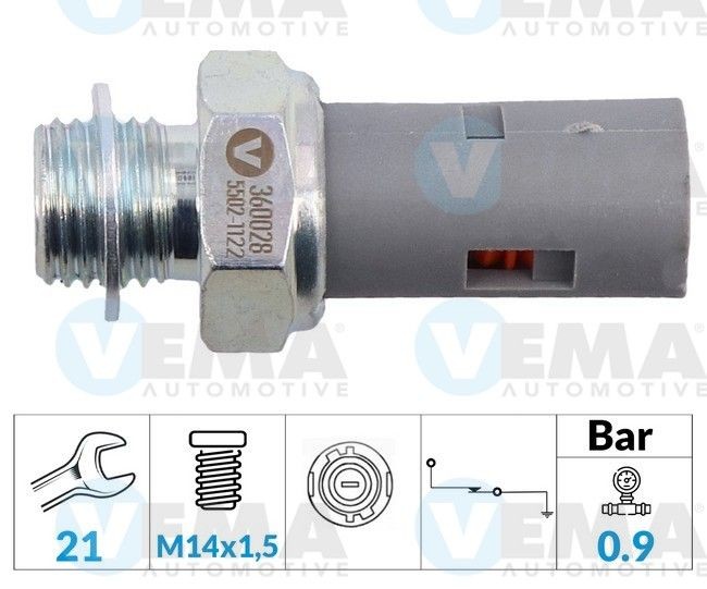 VEMA Interruttore di pressione olio 360028 VEMA 360028 Interruttore a pressione olio Nissan KUBISTAR originali