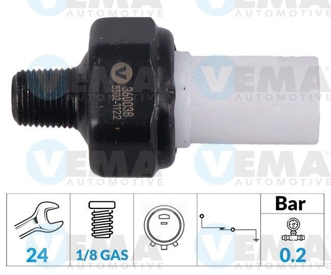 VEMA Capteur de pression d'huile 360038 360038 Sonde de pression d'huile KIA RIO VEMA