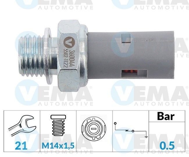 VEMA Oliedruksensor 360044 360044 Oliedrukschakelaar PEUGEOT 2008 VEMA