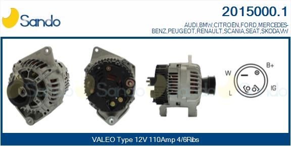 SANDO Alternator 2015000.1 2015000.1 SANDO alternator for CITROЁN BX