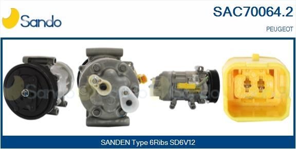 SANDO Klimakompressor SAC70064.2 Kompressor klimaanlæg SANDO Peugeot BOXER SAC70064.2