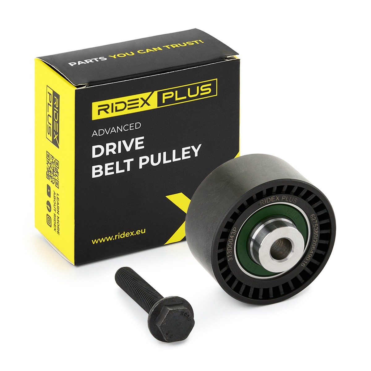 RIDEX PLUS Geleiderol, distributieriem 313D0043P Geleide rol / omdraairol getande riem TOYOTA RIDEX PLUS 313D0043P