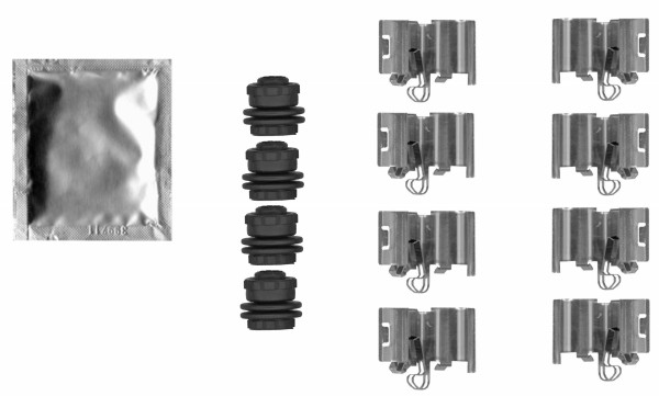 HELLA Kit d'accessoires, plaquette de frein à disque 8DZ 355 206-761 Kit d'accessoires, plaquette de frein à disque HELLA JOURNEY 8DZ 355 206-761 pas cher
