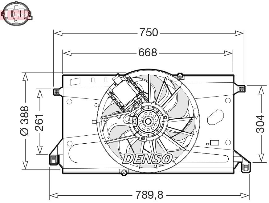 DENSO Ventilátor chladenia motora DER10011 DER10011 Ventilátor chladenia FORD ECOSPORT DENSO