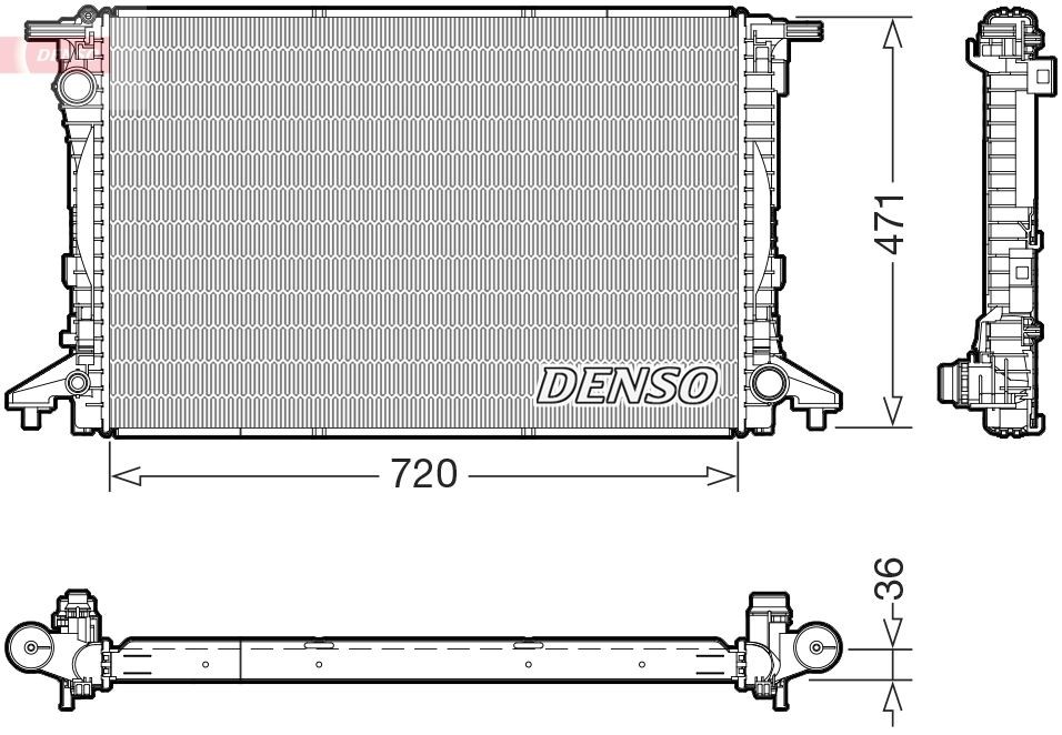 DENSO Køler, motorkøling DRM02047 Radiator DENSO Volkswagen 1500/1600 DRM02047