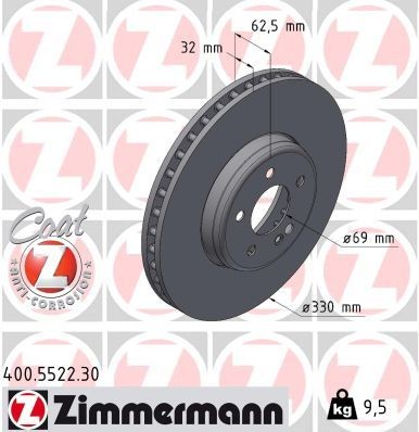 ZIMMERMANN Jarrulevy 400.5522.30 ZIMMERMANN 400.5522.30 Jarrulevy MERCEDES-BENZ GLC Coupe (C253) 200 4-matic (253.343) 184 hv 2017