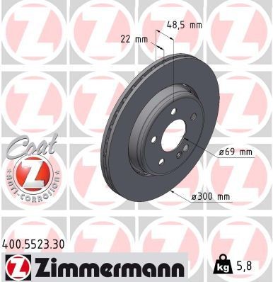 Jarrulevy ZIMMERMANN 400.5523.30 MERCEDES-BENZ CLS 2023 Takajarrulevyt ja etujarrulevyt ZIMMERMANN 400.5523.30
