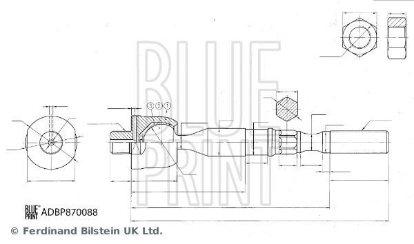 BLUE PRINT Raidetangon pää, suora ADBP870088 BLUE PRINT Raidetanko NISSAN ADBP870088