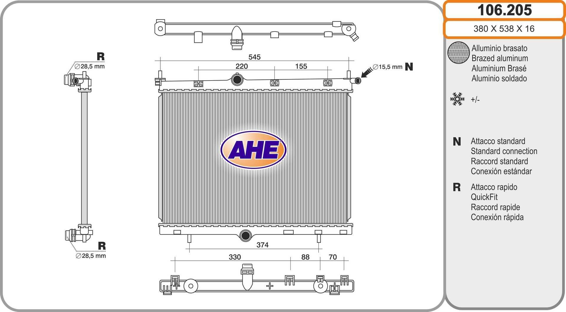 AHE Radiator, motorkjøling 106.205 Radiator motor AHE ASTRA 106.205 billige